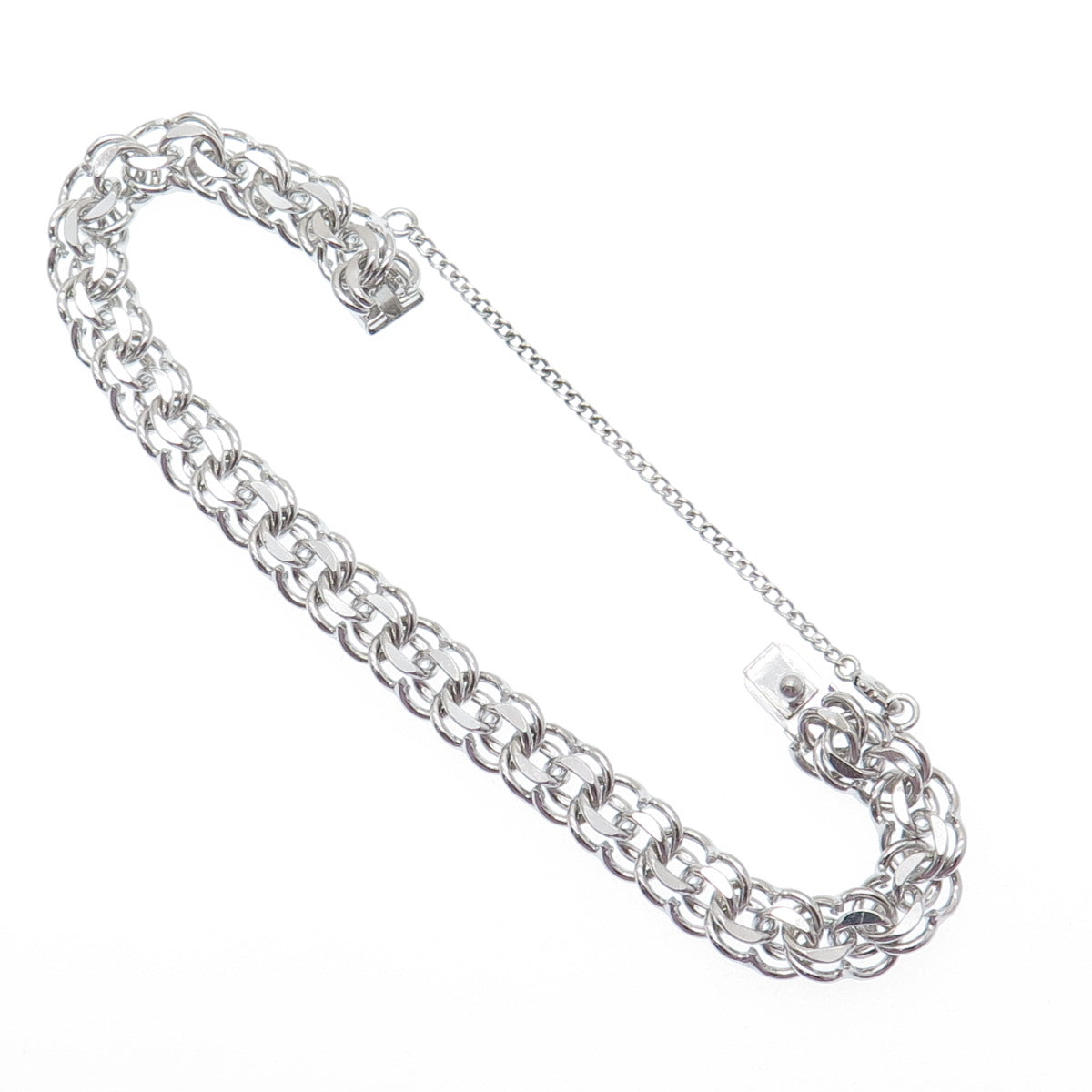 925 Sterling Silver Antique Bismark Link Bracelet 6.75"