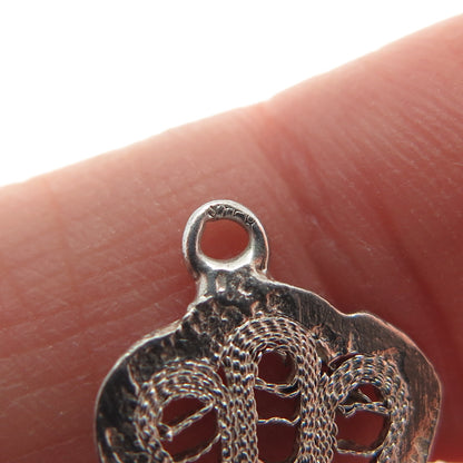 925 Sterling Silver Antique Art Deco Crucifix Cross Filigree Religious Pendant