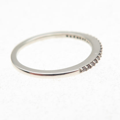 925 Sterling Silver Round-Cut C Z Half Eternity Stackable Band Ring Size 6.75