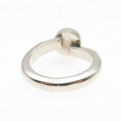 925 Sterling Silver 22K Gold Vintage Real Lapis Modernist Ring Size 4.75