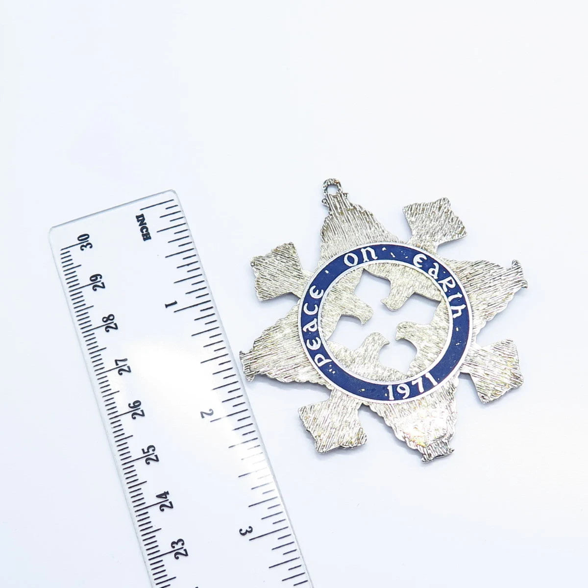 925 Sterling Silver Vintage Wallace Enamel Peace on Earth Sign Ornament