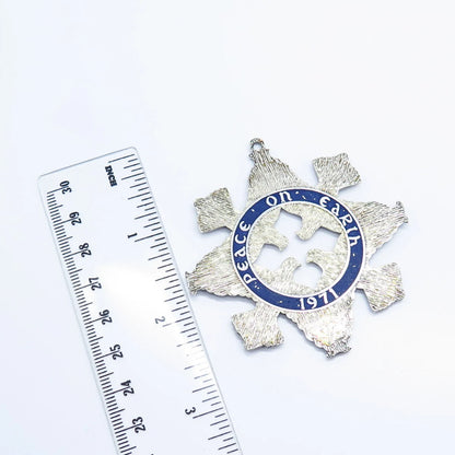 925 Sterling Silver Vintage Wallace Enamel Peace on Earth Sign Ornament
