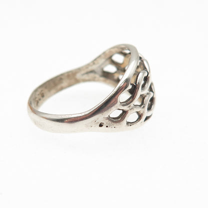 925 Sterling Silver Vintage Woven Oxidized Ring Size 6