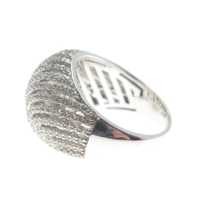 925 Sterling Silver Round-Cut C Z Sparkle Dome Ring Size 8.25