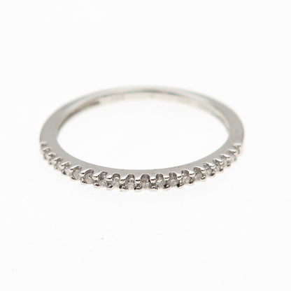 SUN 925 Sterling Silver Real Round-Cut Diamond Half Eternity Band Ring Size 7.25
