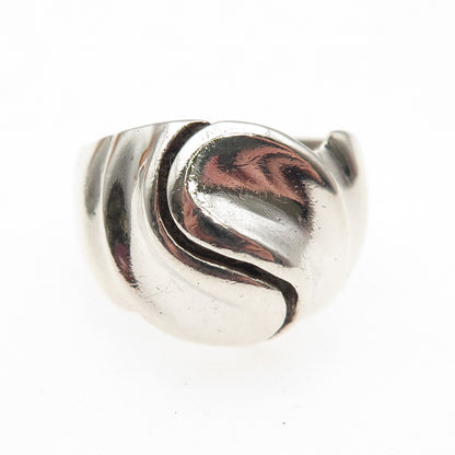 925 Sterling Silver Vintage Yin Yang Modernist Oxidized Ring Size 9.25