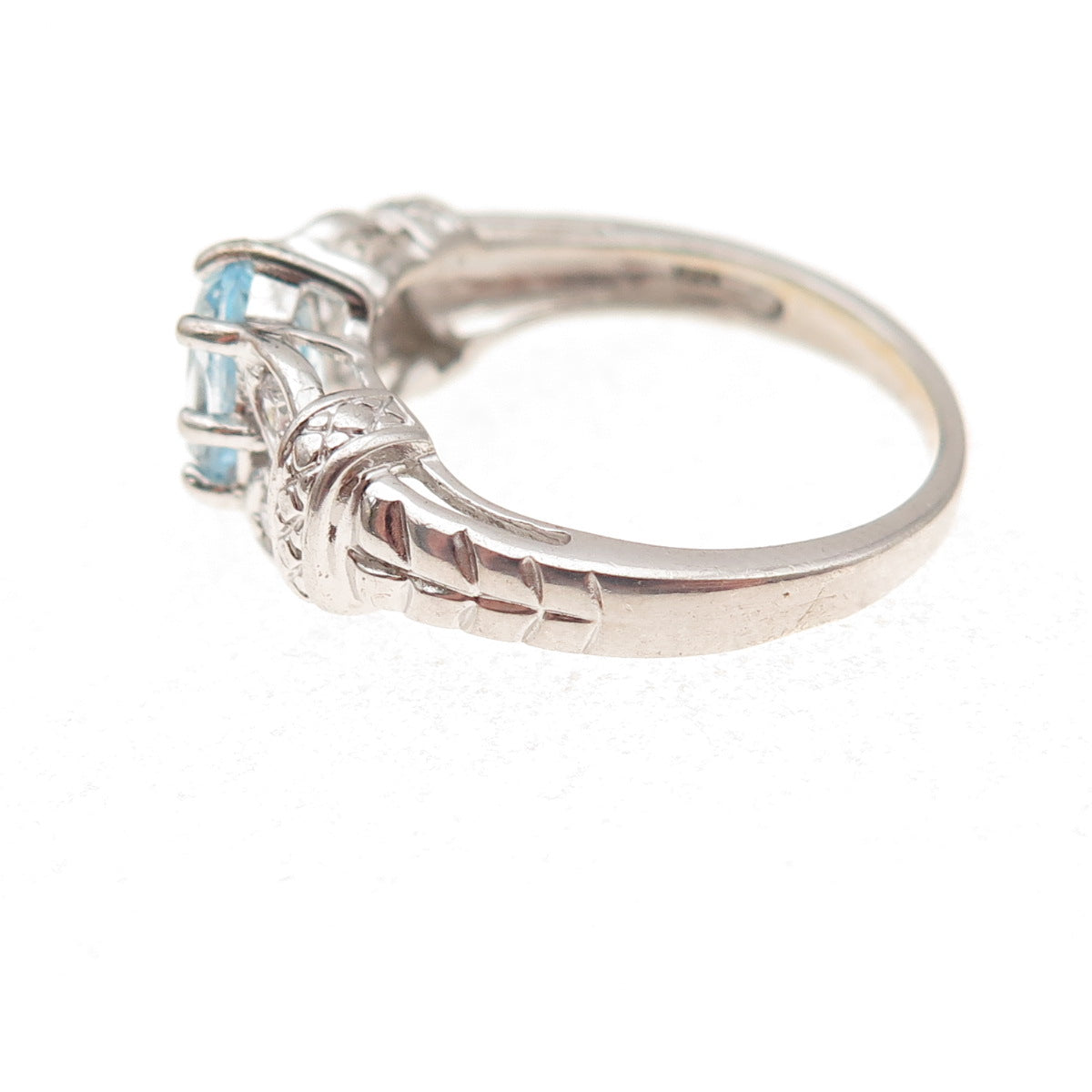 RJ Graziano 925 Sterling Silver Real Blue Topaz & C Z Ring Size 8