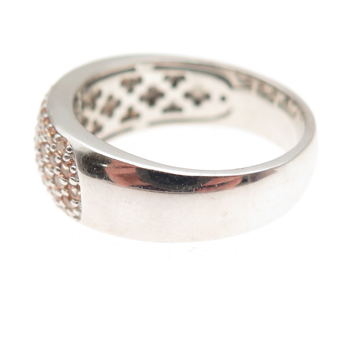 925 Sterling Silver Round-Cut Champagne C Z Sparkle Ring Size 9.5