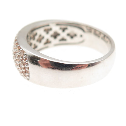 925 Sterling Silver Round-Cut Champagne C Z Sparkle Ring Size 9.5