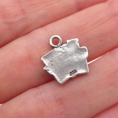 925 Sterling Silver Vintage World's Greatest Mom Oxidized Charm Pendant