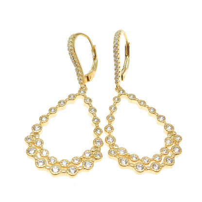 925 Sterling Silver Gold Plated Pave C Z Drop Dangling Earrings