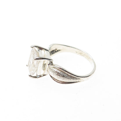 925 Sterling Silver Vintage Radiant-Cut C Z Engagement Ring Size 6
