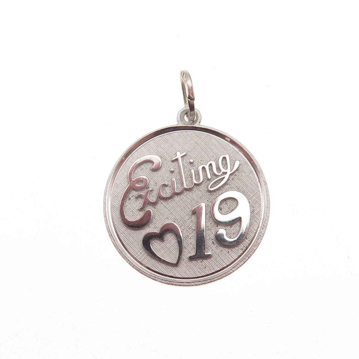 BEAU 925 Sterling Silver Vintage Exciting 19 Round Tag Charm Pendant