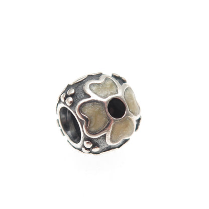 Pandora 925 Sterling Silver Enamel Flower Slide Bead Charm
