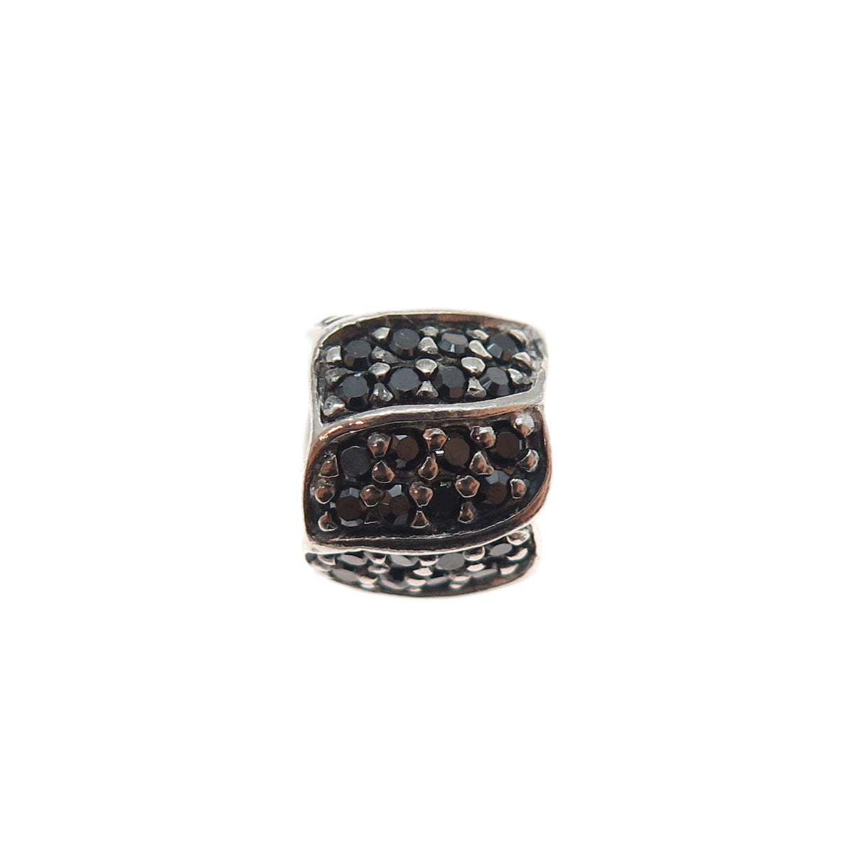 CHAMILIA 925 Sterling Silver Real Round-Cut Black Spinel Slide Bead Charm