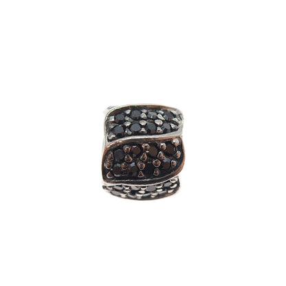CHAMILIA 925 Sterling Silver Real Round-Cut Black Spinel Slide Bead Charm