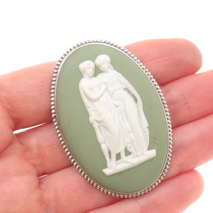 WEDGWOOD 925 Sterling Silver Vintage England Jasperware Muses Pin Brooch B60