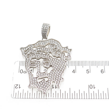 DESIGNS by YAGI 925 Sterling Silver Round-Cut C Z Jesus Charm Pendant