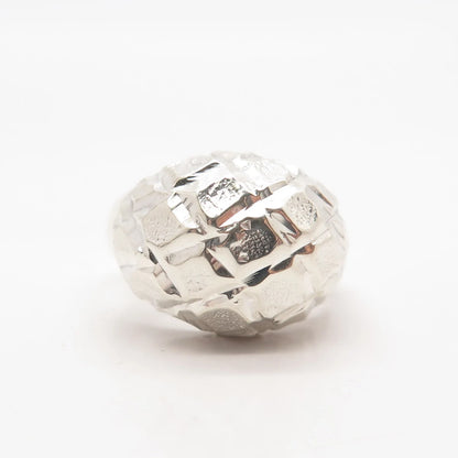 925 Sterling Silver Vintage Net Domed Ring Size 7.5