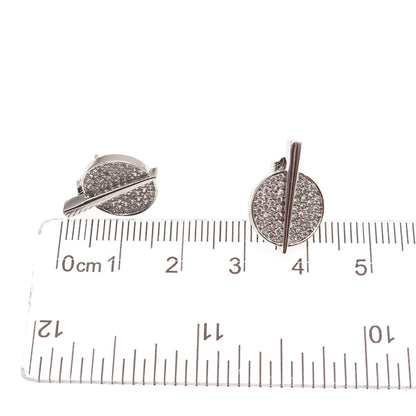 925 Sterling Silver Round-Cut C Z Disc Stud Earrings
