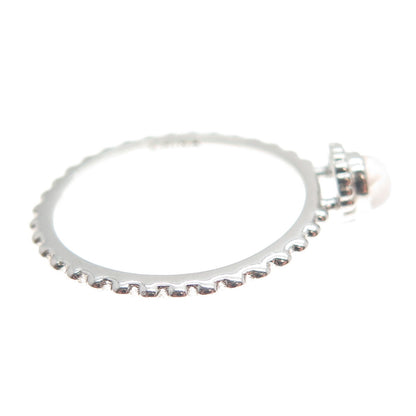 925 Sterling Silver Real Rose Quartz Beaded Ring Size 7.25