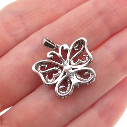 Jane Seymour 925 Sterling Silver 14K Rose Gold Open Heart Butterfly Mini Pendant