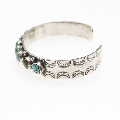 Old Pawn Sterling Silver Vintage Turquoise Snake Eye Adjustable Bracelet 5.75"