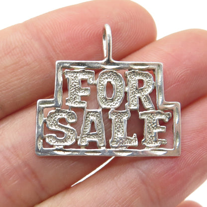 925 Sterling Silver Vintage "FOR SALE" Modernist Pendant