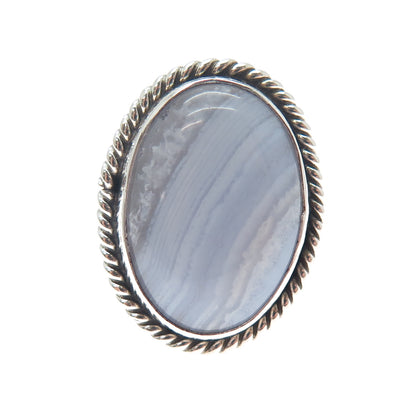 GILO & GRACE NAKAI NAVAJO Old Pawn 925 Sterling Silver Lace Agate Ring Size 5.75