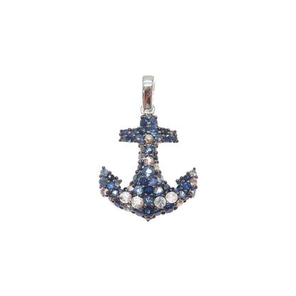 EFFY 925 Sterling Silver Real Multi-Color Sapphire Anchor Charm Pendant