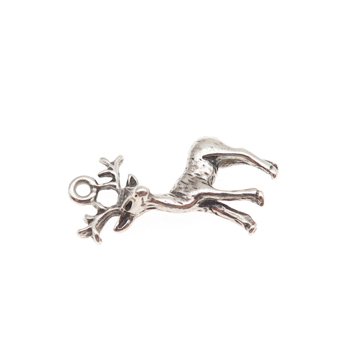925 Sterling Silver Vintage Deer Oxidized Mini Charm Pendant