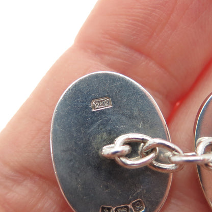 RAMSDEN & ROED 925 Sterling Silver Vintage 1990 Birmingham Oval Cufflinks