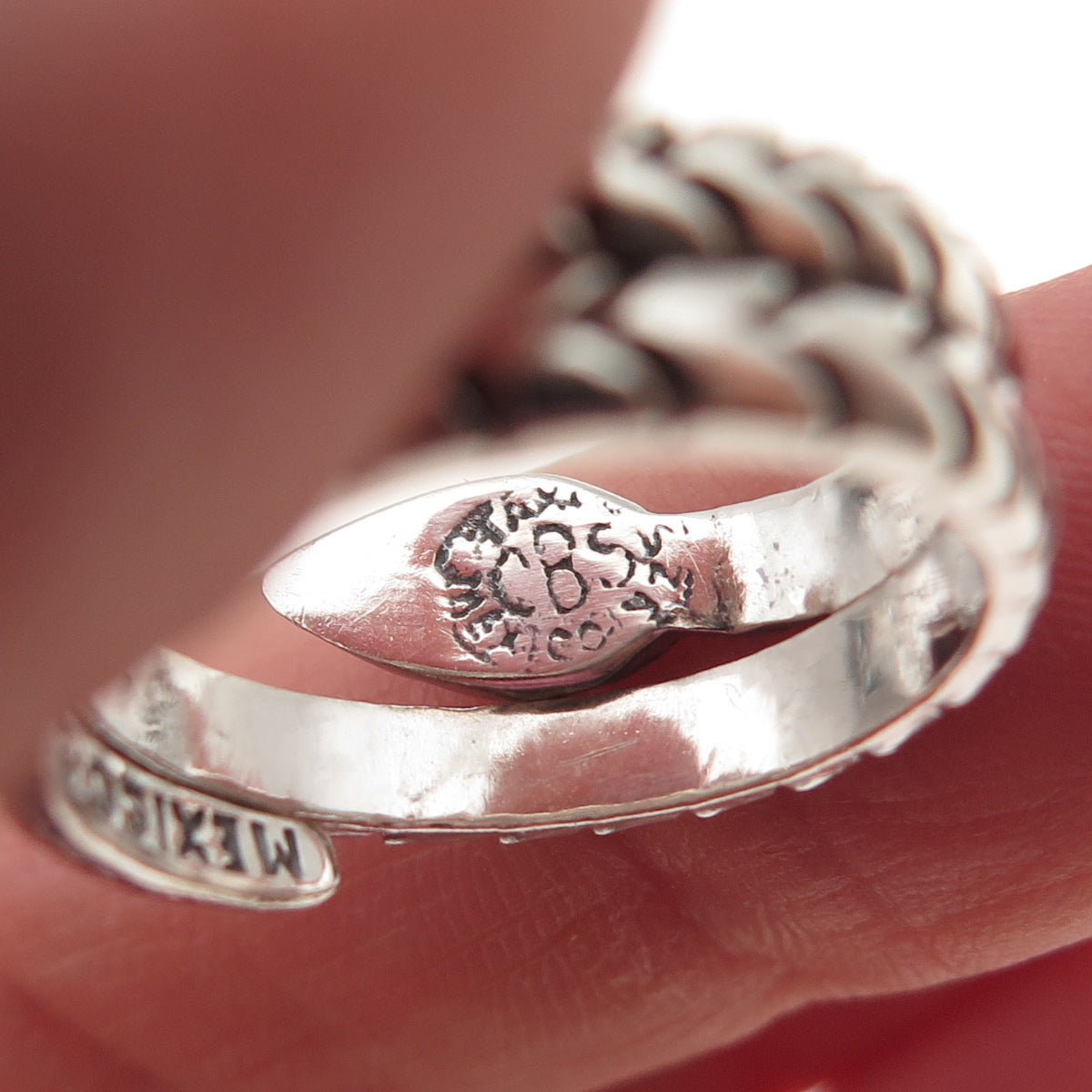925 Sterling Silver Vintage Mexico Snake Wrap Adjustable Oxidized Ring Size 7