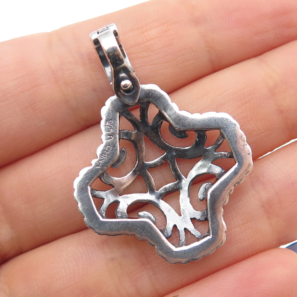 925 Sterling Silver Vintage Ornate Cross Oxidized Charm Pendant