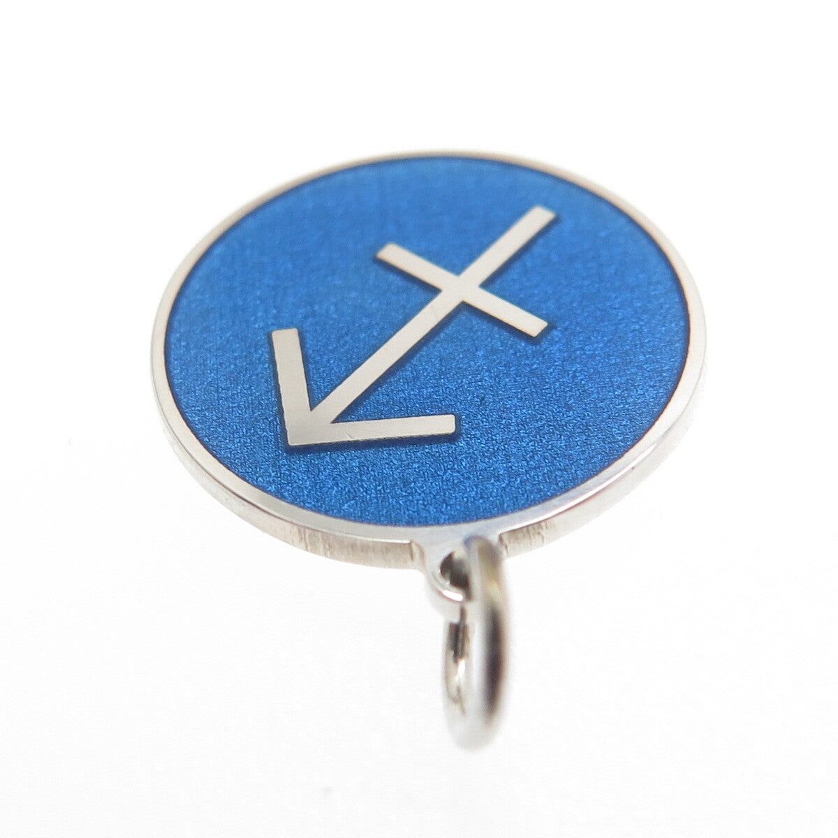 925 Sterling Silver Blue Enamel Sagittarius Zodiac Sign Minimalist Charm Pendant