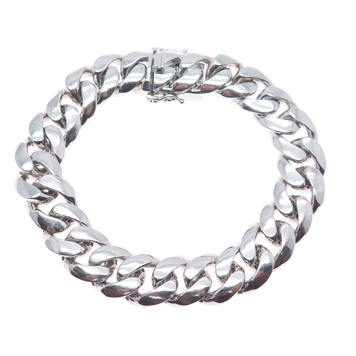 AMINOV 925 Sterling Silver Heavy 53.0g Hollow Cuban Link Bracelet 8.5"