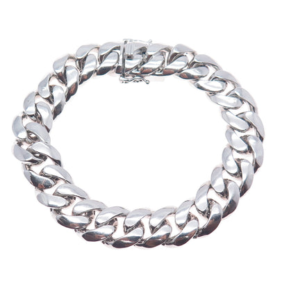 AMINOV 925 Sterling Silver Heavy 53.0g Hollow Cuban Link Bracelet 8.5"