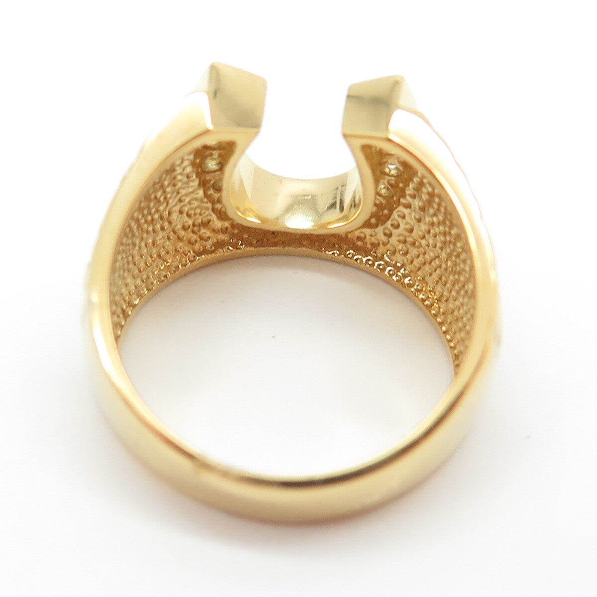 925 Sterling Silver Gold Plated Round-Cut Shaped C Z Horseshoe Ring Size 8.25
