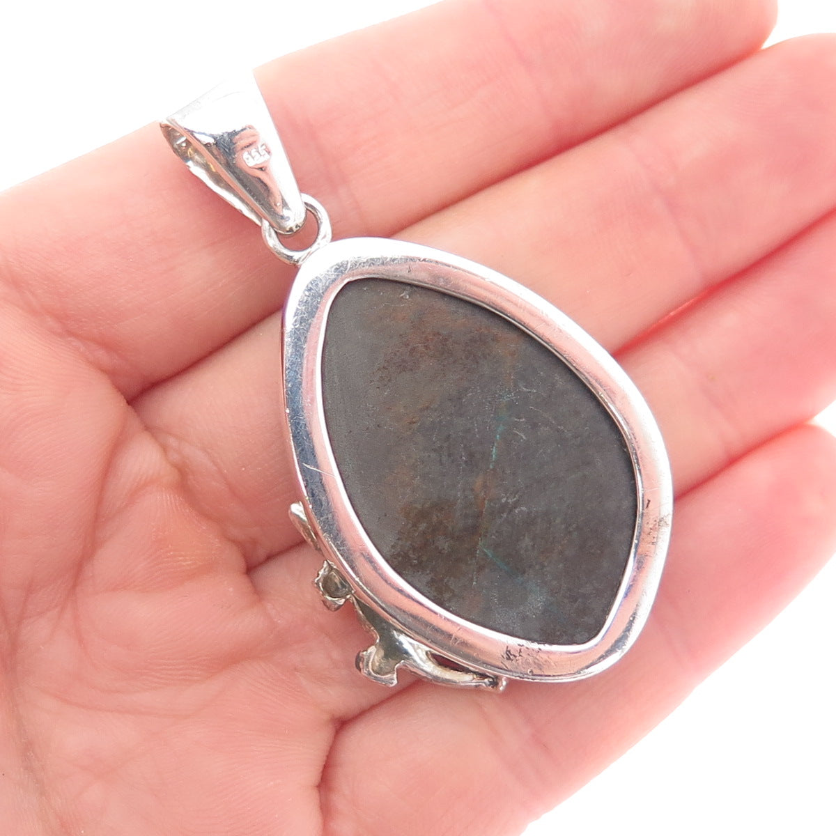 925 Sterling Silver Vintage Real Royston Turquoise Lizard Pendant