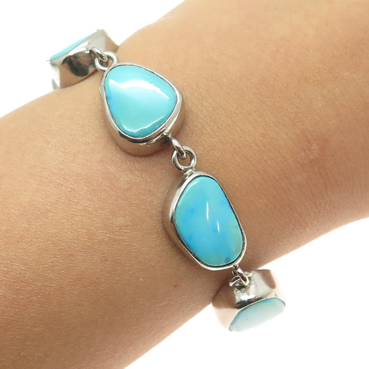 STARBORN 925 Sterling Silver Vintage Lone Mountain Turquoise Bracelet 7-7.75"