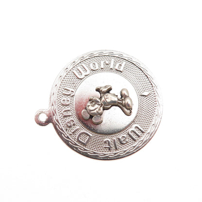 Walt Disney 925 Sterling Silver Vintage Disney World Mickey Mouse Charm Pendant