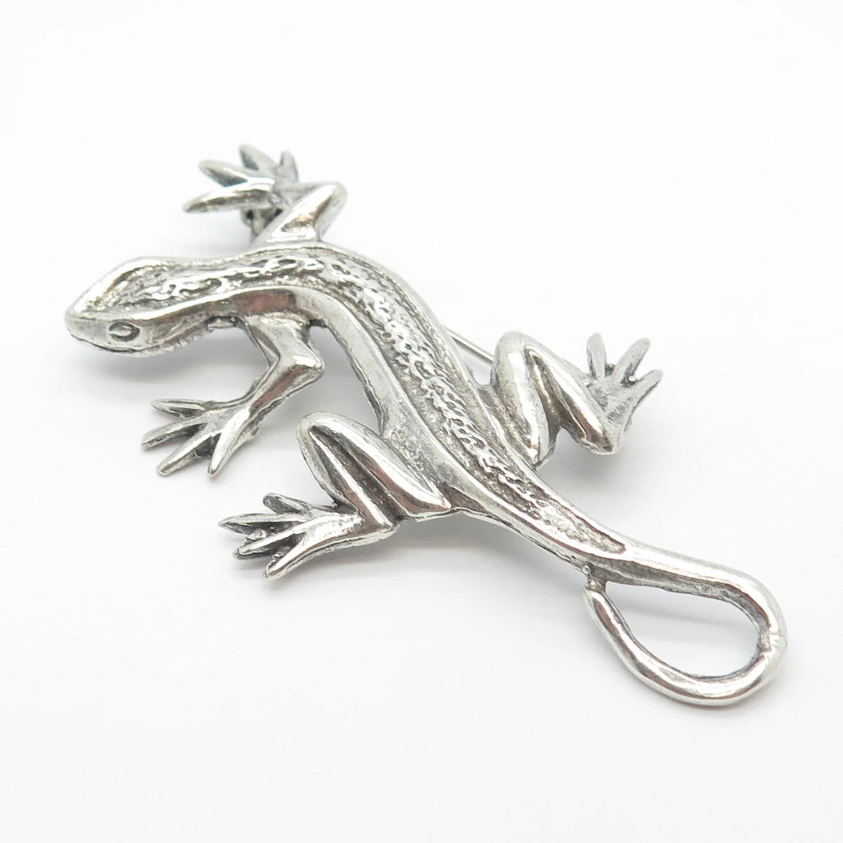 925 Sterling Silver Vintage Handmade Lizard Pin Brooch