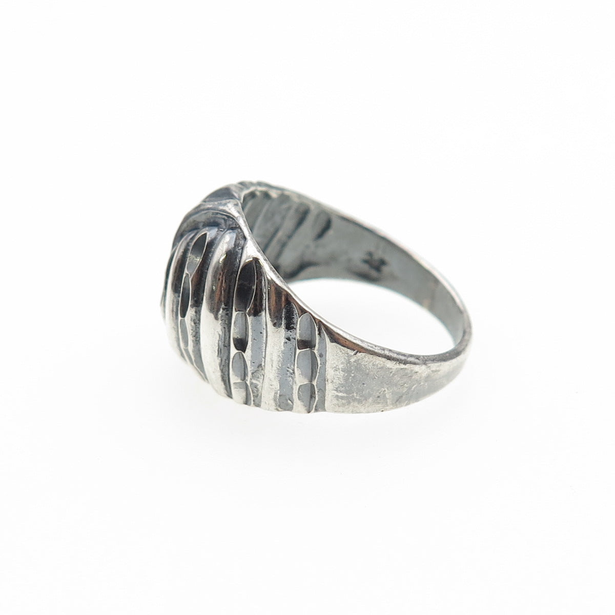 925 Sterling Silver Vintage Modernist Yin Yang Oxidized Ring Size 6