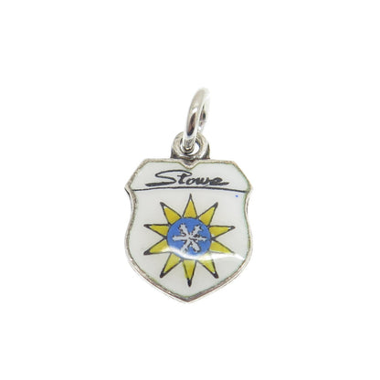 925 Sterling Silver Vintage Germany Enamel "Stowe" Coat of Arms Charm Pendant