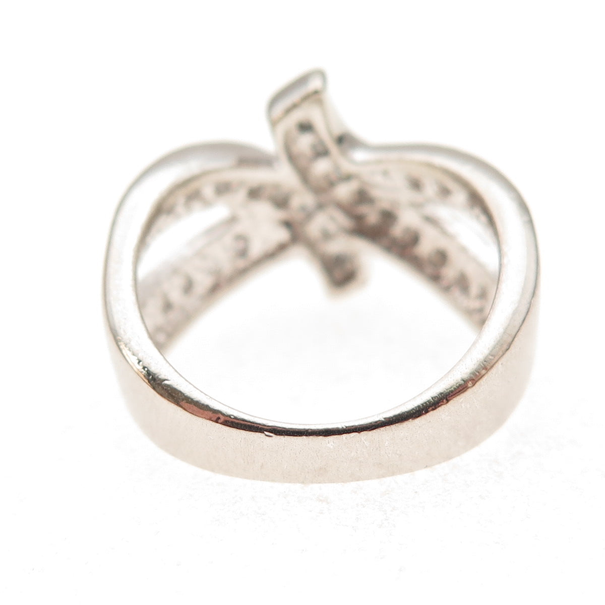 925 Sterling Silver Round-Cut C Z Crisscross Bypass Ring Size 6.25