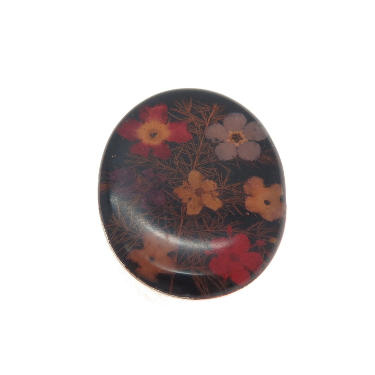 925 Sterling Silver Vintage Mexico Pressed Flower Pin Brooch
