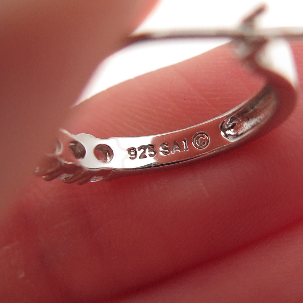 Sai 925 Sterling Silver Round-Cut C Z Hoop Earrings