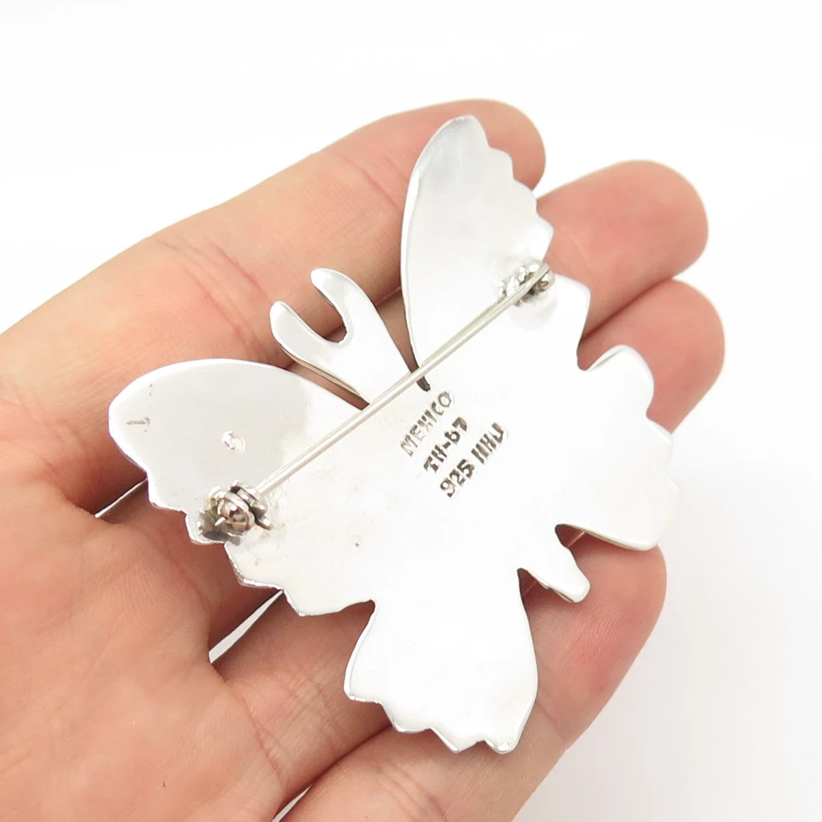 925 Sterling Silver Vintage Mexico Butterfly Hollow Pin Brooch