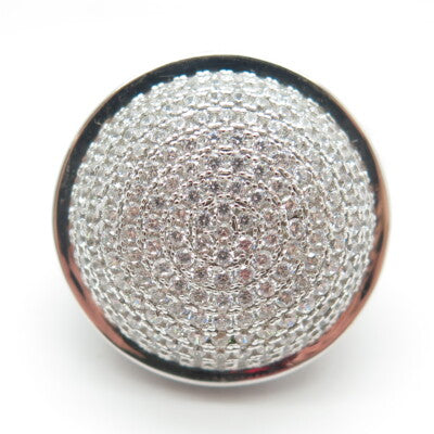 925 Sterling Silver Pave C Z Domed Ring Size 10