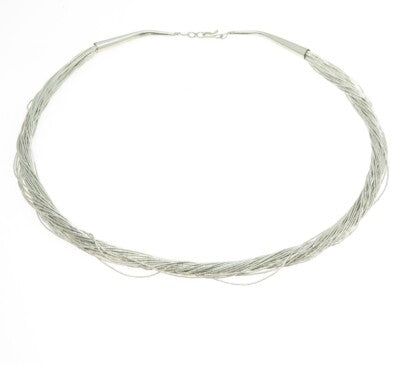 925 Sterling Silver Vintage Southwestern Multi-Strand Liquid Chain Necklace 20"